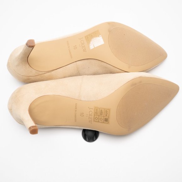 NEW J. CREW Microsuede Heeled Pumps in Saddle tan BJ248 $128 size 10 - Picture 9 of 14